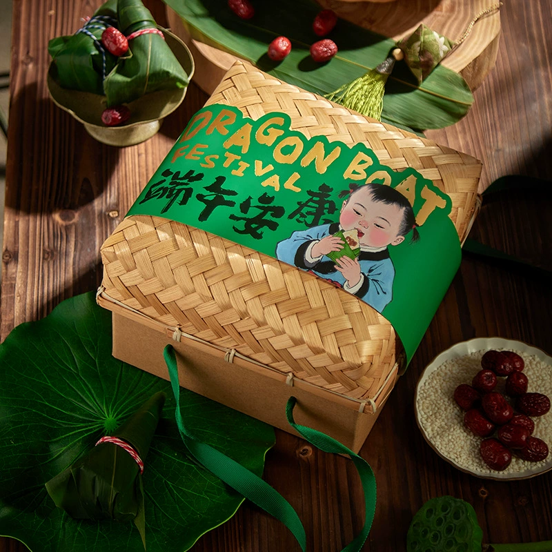 Подарочная коробка для фестиваля лодок-драконов, подарочная коробка, подарочная коробка для рисовых пельменей, сумка для соленых утиных яиц, креативная корзина из ротанга в китайском стиле, бамбуковая корзина, упаковочная коробка, пустая оптовая продажа
