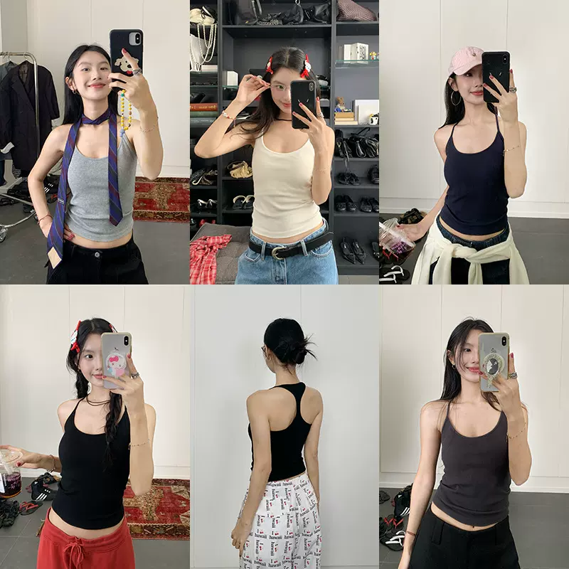 楠涛自带胸垫美式工字运动背心女夏季新款辣妹遮副乳内搭无袖上衣