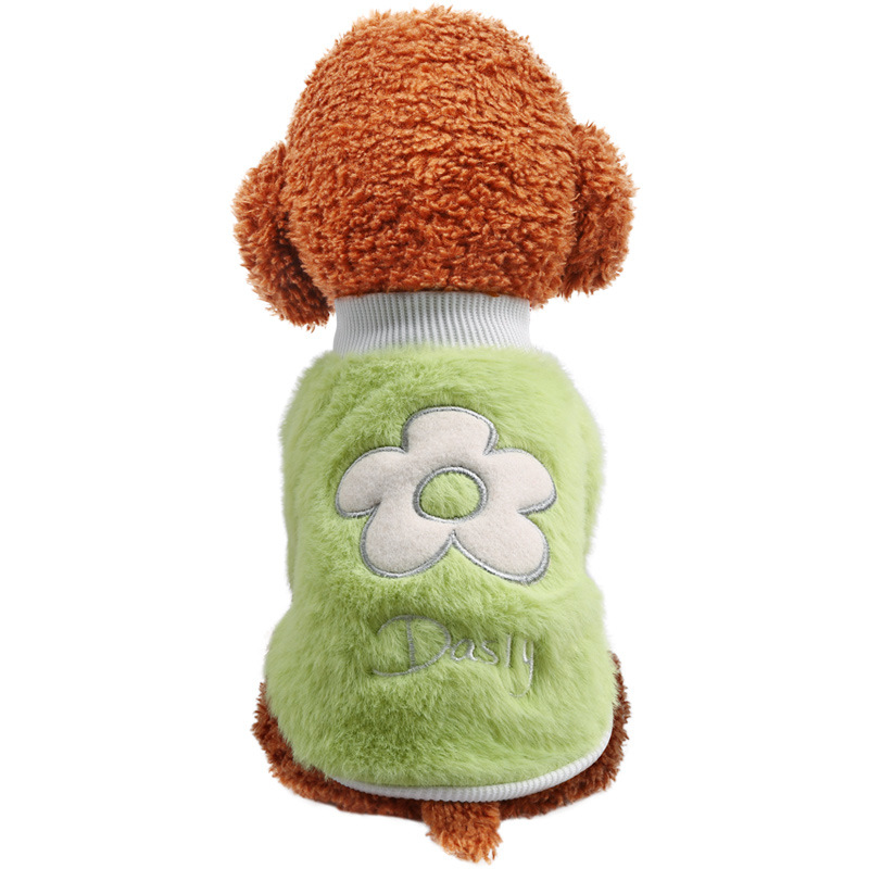 モコモコの花の丸首シャツ-緑