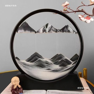 Tiktok 3D Liquid Sand Art Ornament Creative Gift Birthday Stress Relief Art Sandglass Home Decor Round Landscape