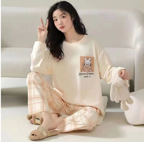 パジャマの女性の長袖のズボンの少女の甘くてかわいいアニメの女性の部屋の服のスーツの春と秋は外に着ることができます。|undefined