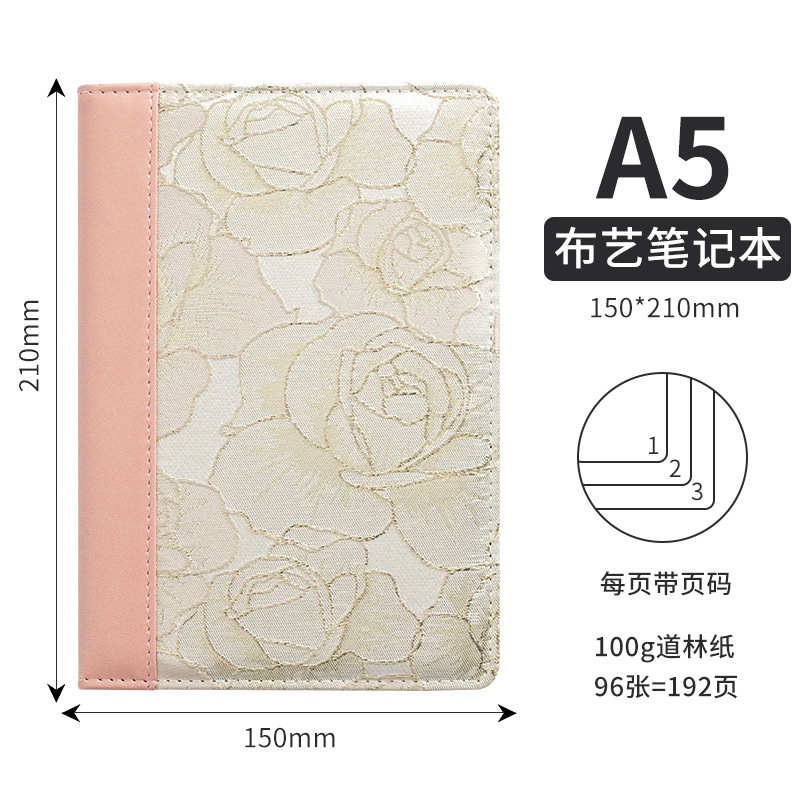 跨境专供A5布料拼接笔记本点阵记事本复古布艺拼接封面定制logo|undefined