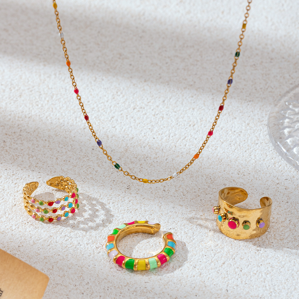 Collar de acero inoxidable de la mujer no se desvanece collar de goteo de aceite de color universal ligero lujo nicho venta caliente transfronteriza image 1