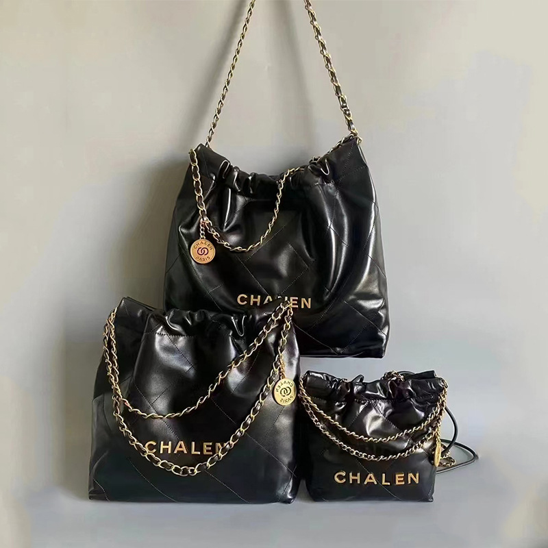 high quality Xiaoxiang Garbage Bag Bag Leather 22Bag Tote Bag Rhomboid Chain Large Capacity Shoulder Bag