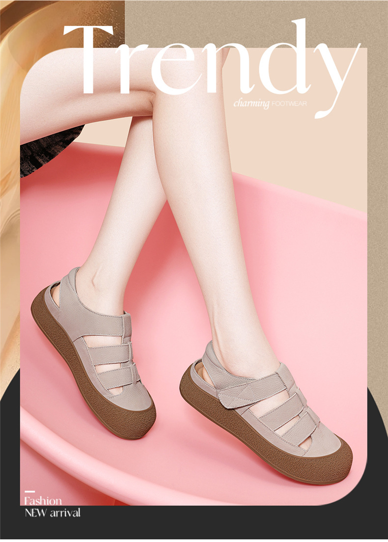 Dép nữ Birkenstock da thật kiểu La Mã mũi kín đế bằng thoáng khí chất liệu nút chai — JST 7173 lạc đà, JST 7173m màu chi tiết 2