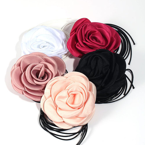 Cross-border Korean version of handmade fabric flower strap necklace sexy pure lust hottie wax thread necklace wholesale for women