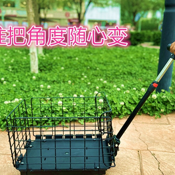 自行车后座车筐轻便老人买菜折叠筐学生书包筐购物推车宠物小拉车
