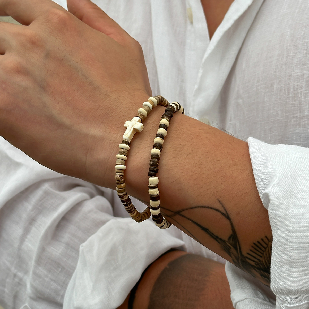 13g Weight Vintage Style Round Wood Men's Bracelets Men Beaded Bracelets