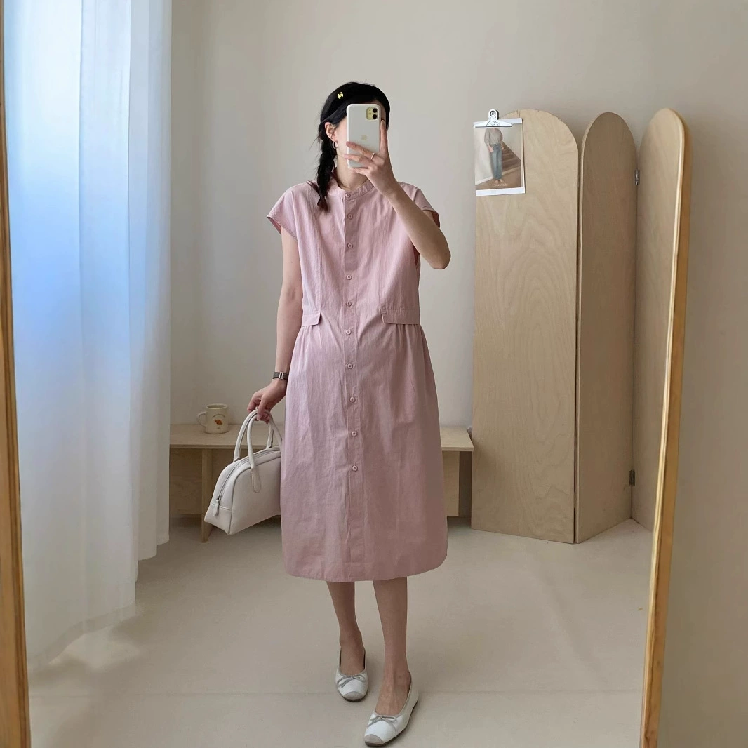 Модная одежда для беременных корейская версия воротника темперамент прилив мама беременная юбка Летнее новое хлопковое дышащее платье для беременных