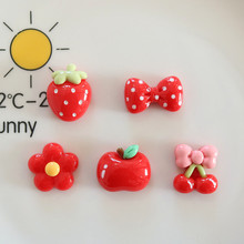 新年喜庆红色树脂配件苹果樱桃DIY配饰儿童发绳水杯挂件装饰材料