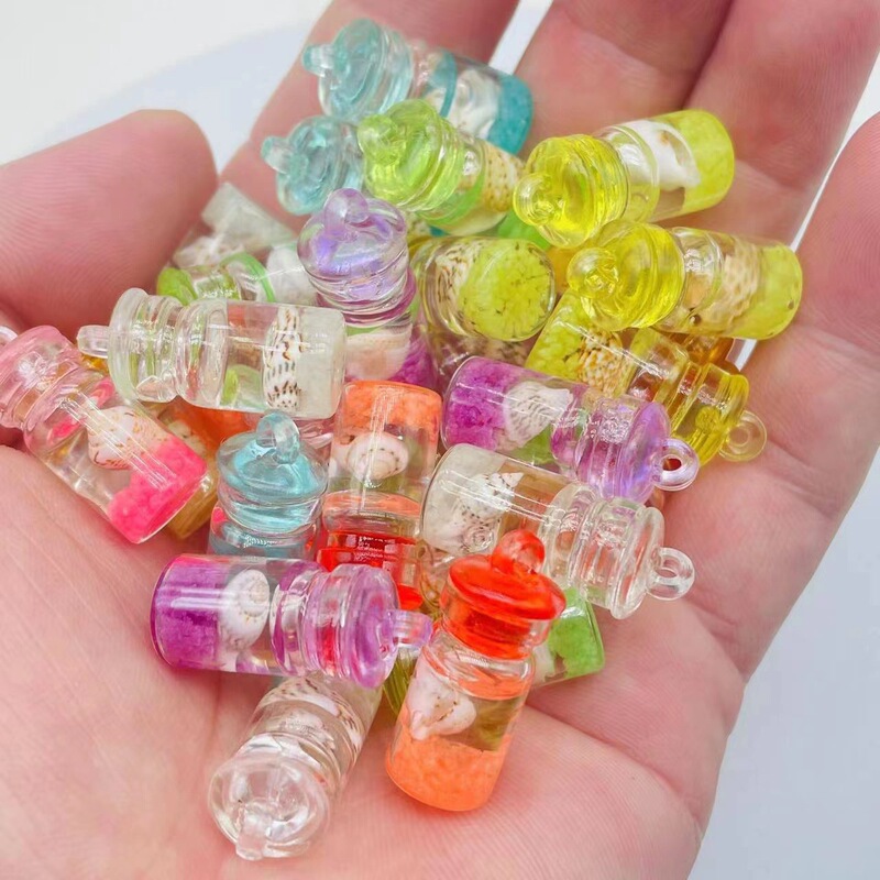 Small acrylic transparent luminous conch bottle shell earrings keychain pendant diy jewelry accessories batch