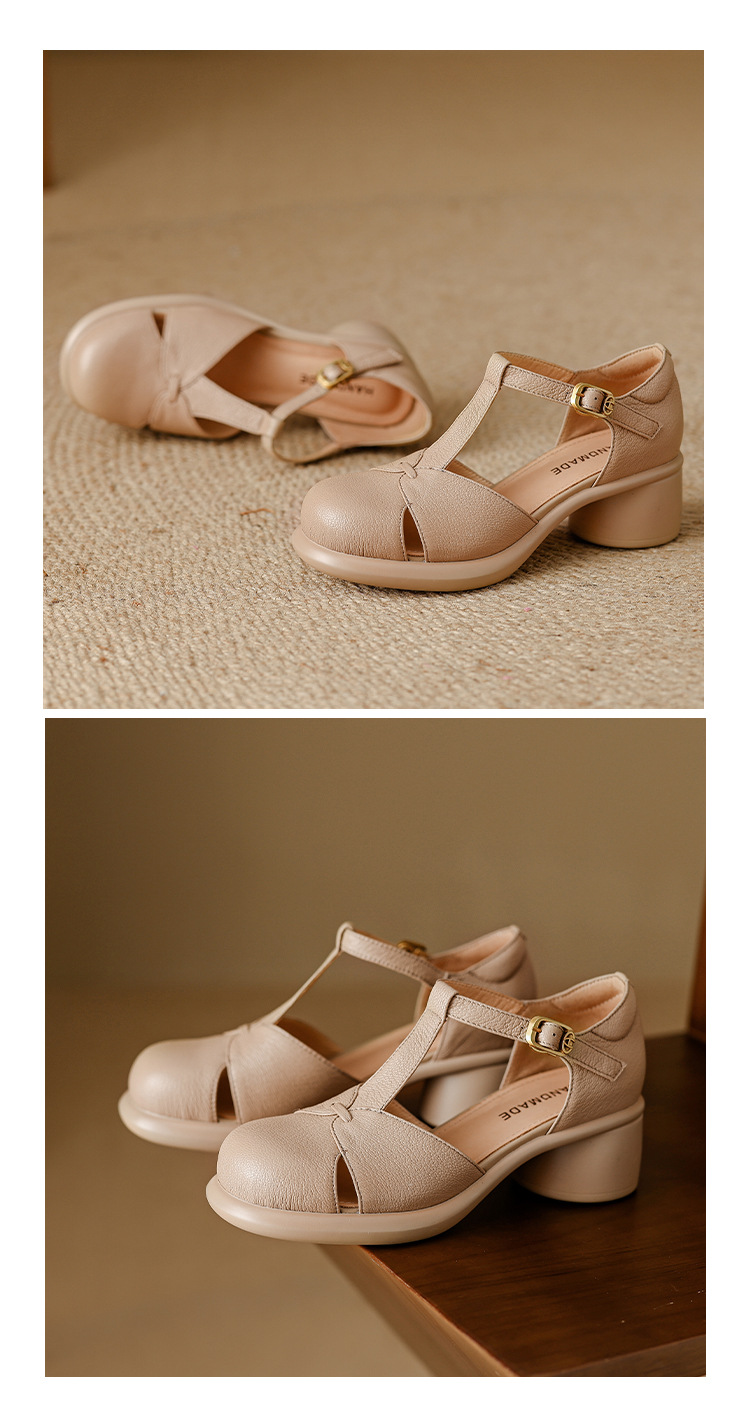 Sandal nữ bao đầu gót vuông đế dày 5cm phong cách ngoại thương — Màu đen chi tiết 17
