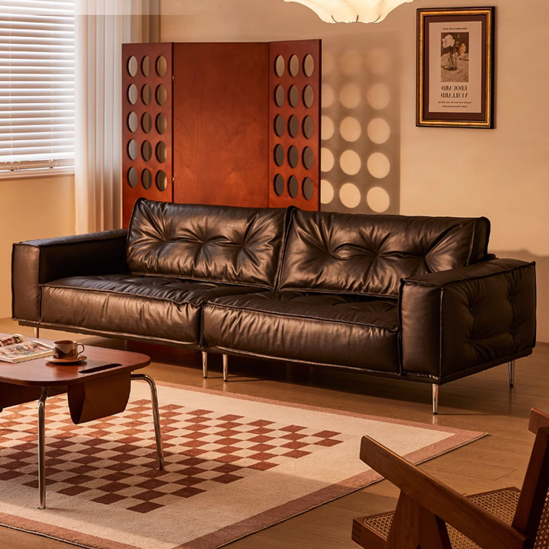 Black retro sofa with down