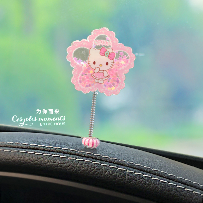 El nuevo KT cat acrílico arenas movedizas Hello Kitty sacude la cabeza junto a la ventana del coche, panel de instrumentos de control central del coche, chica de Internet