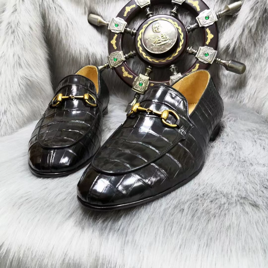 Кожаная нижняя часть с крокодиловым животом Goodyear, деловая кожаная обувь ручной работы, модные мужские ножки, высококачественные яркие лоферы