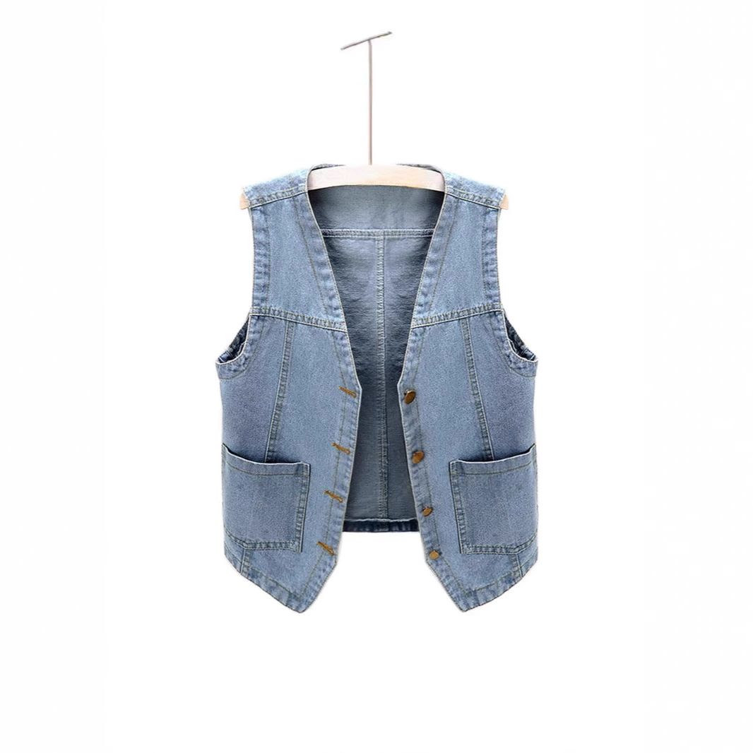 Summer denim short vest, jacket sleevless, oversize, Korean style