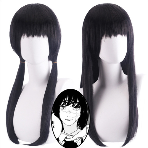 Cardamom Mitaka Asa cos wig War Demon Chainsaw Man 2 Chainsaw Man long black straight hair uniform fake hair