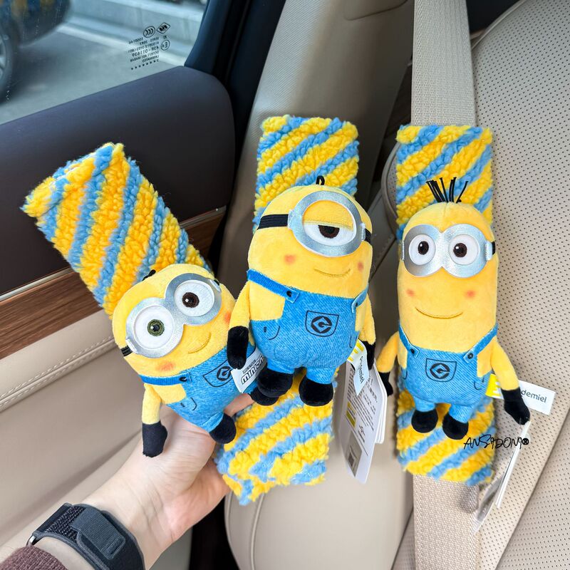Authentic Minions Car Seatbelt Shoulder Pads Car Accessories Interior Decorations Gift for Female Friends New Car Gift