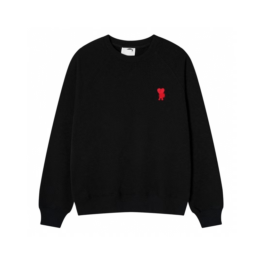 Ami Paris Heart Logo Crewneck Sweater Black