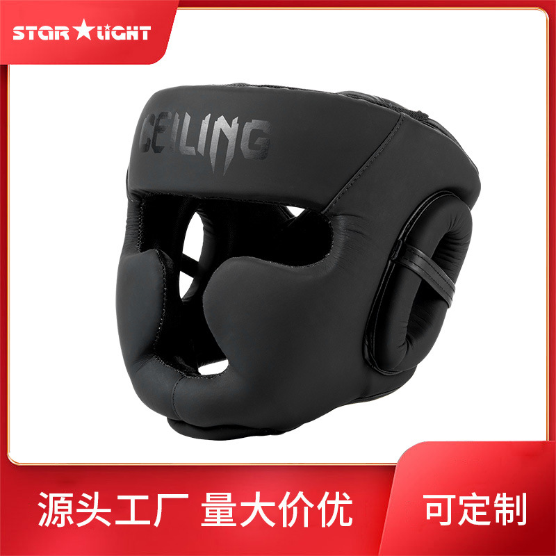 Ceiling Boxing Helmet Adult Fighting Monkey Face Muay Thai Face Protection Head Protection Thickeneded Taekwondo Microfiber Leather Protective Gear