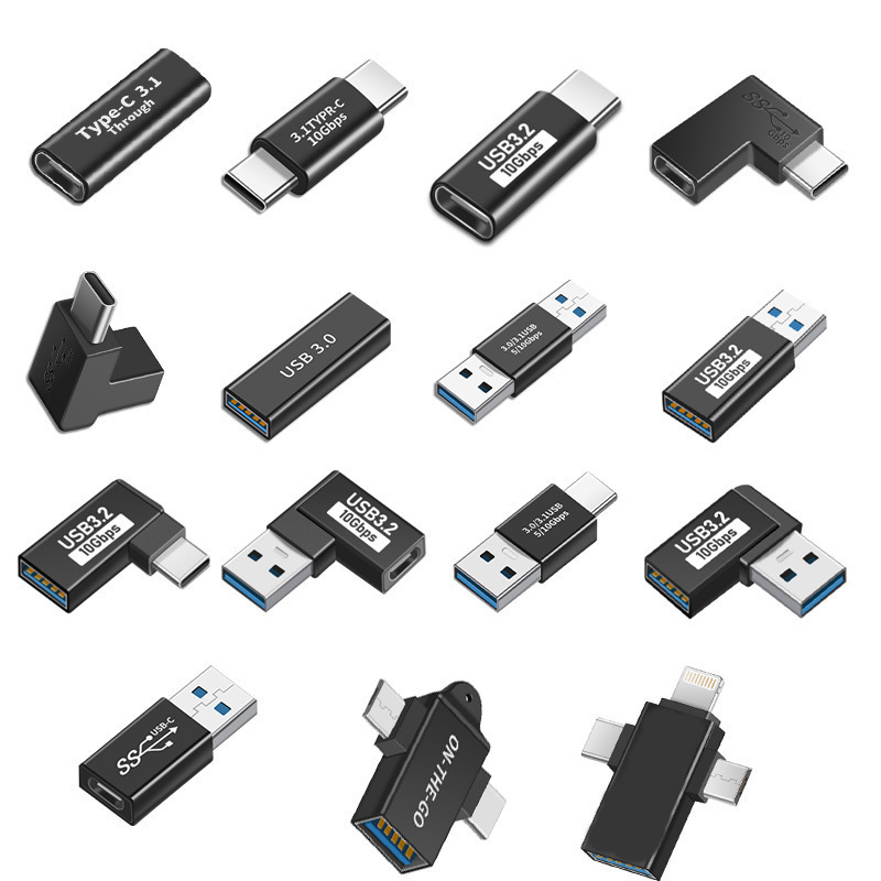 Vertical Elbow USB Adapter Typec Male to Female to Male and Female 90 Degree Right Angle L-Shaped U-Shaped Computer 4 Thunderbolt 3
