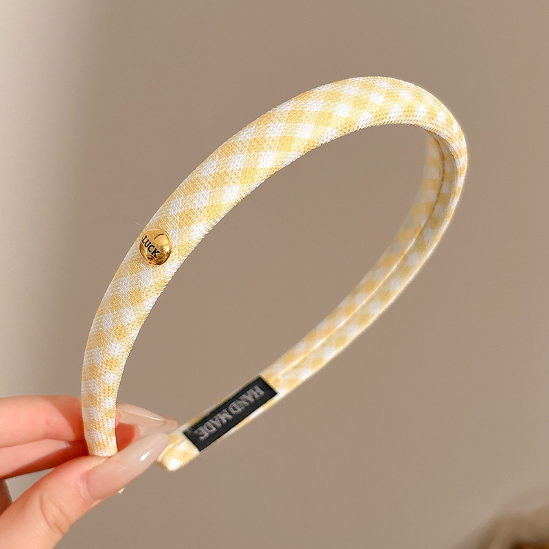 4#Yellow plaid headband, about 1.5cm wide