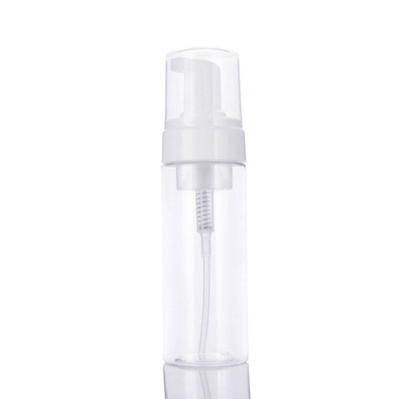 Fábrica en stock suministro 150mlpet espuma transparente mousse botella prensa limpiador facial mousse espuma botella sub-botella