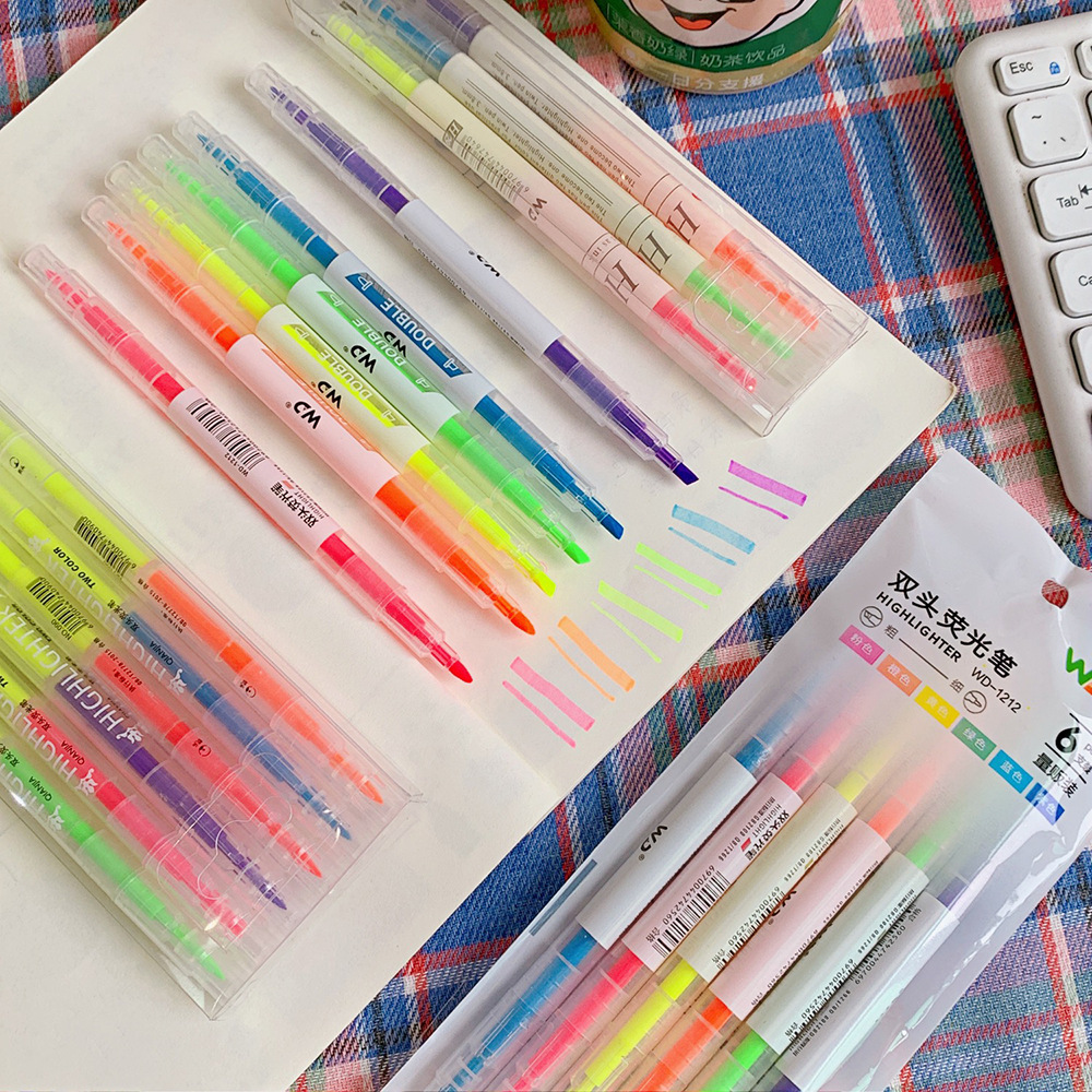 simple candy color doubleheaded highlighter students marker penpicture2