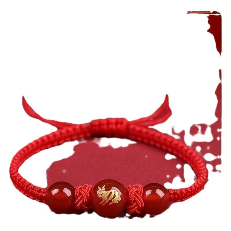 Натуральный красный агат, мужской и женский браслет с двенадцатью зодиаками, красная веревка ручной работы, безопасные Простые Модные украшения оптом