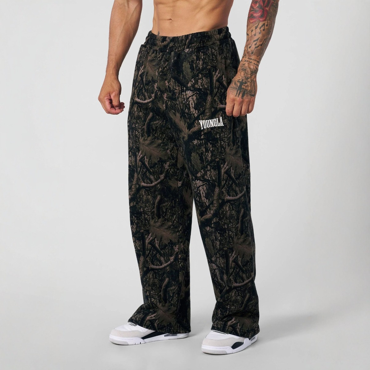 YOUNGLA Cross-border American Men's Trendy Casual Pants Wide Leg Camouflage Digital Printed Loose Sports Pants