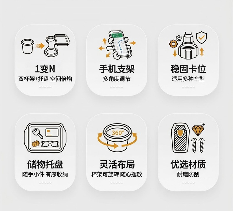 New Car-Mounted Dining Tray, Cup Holder, Multifunctional Mobile Phone Holder, Coffee and Beverage Storage Rack, Foldable Car Cup Holder