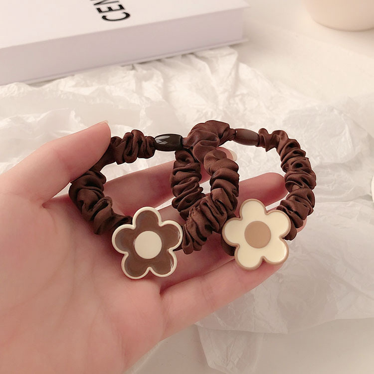 Temperamento simple flor pequeña cuerda de cabello cuerda de cabeza de cabello de la chica de cabello cola de caballo intestino delgado anillo de cabello japonés no estrangulación adornamiento para el cabello
