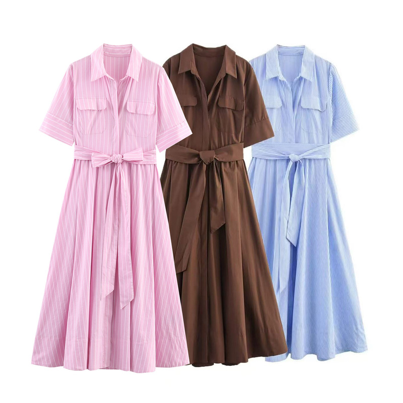 Foreign Trade Wholesale Spring New European and American Style Poplin Shirt-Style Dress 2640596 Foreign Trade Wholesale Spring New European and American Style Poplin Shirt-Style Dress 2640596