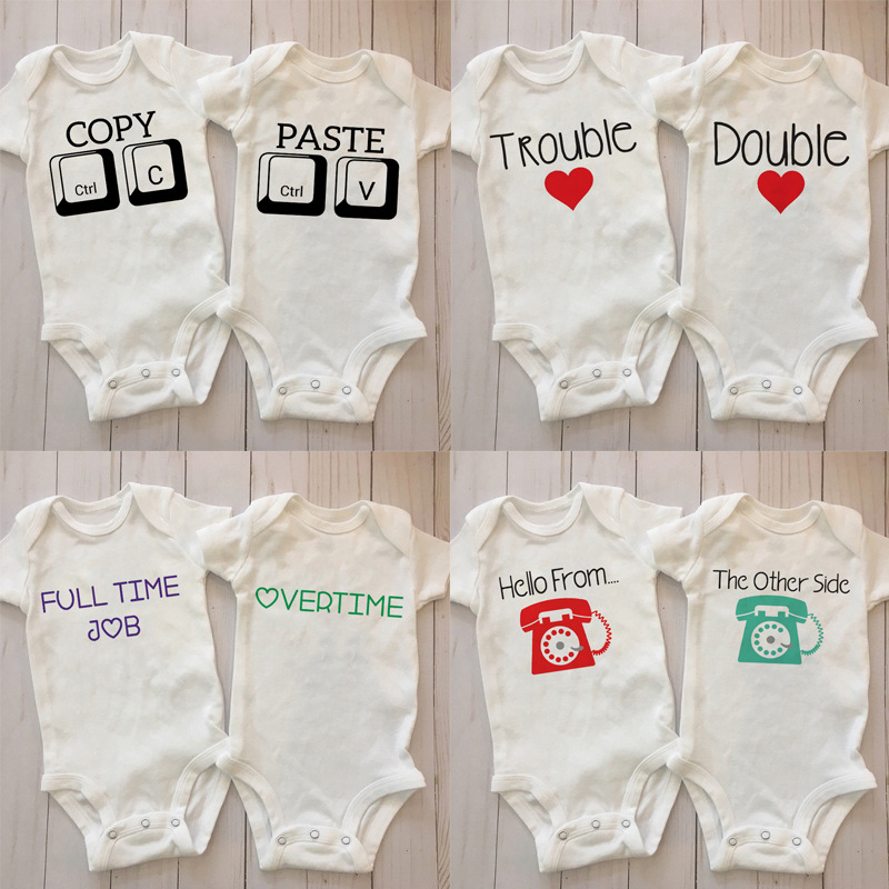 ins pure cotton romper baby baby ha Bao fart triangle jumpsuit AliExpress Summer Twins suit generation hair