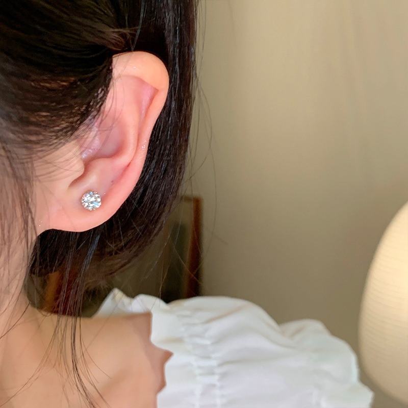 S999 スターリングシルバー ジルコン イヤリング 6点セット 睡眠用 イヤリング 取り外し不要 レディース 高級イヤリング|undefined
