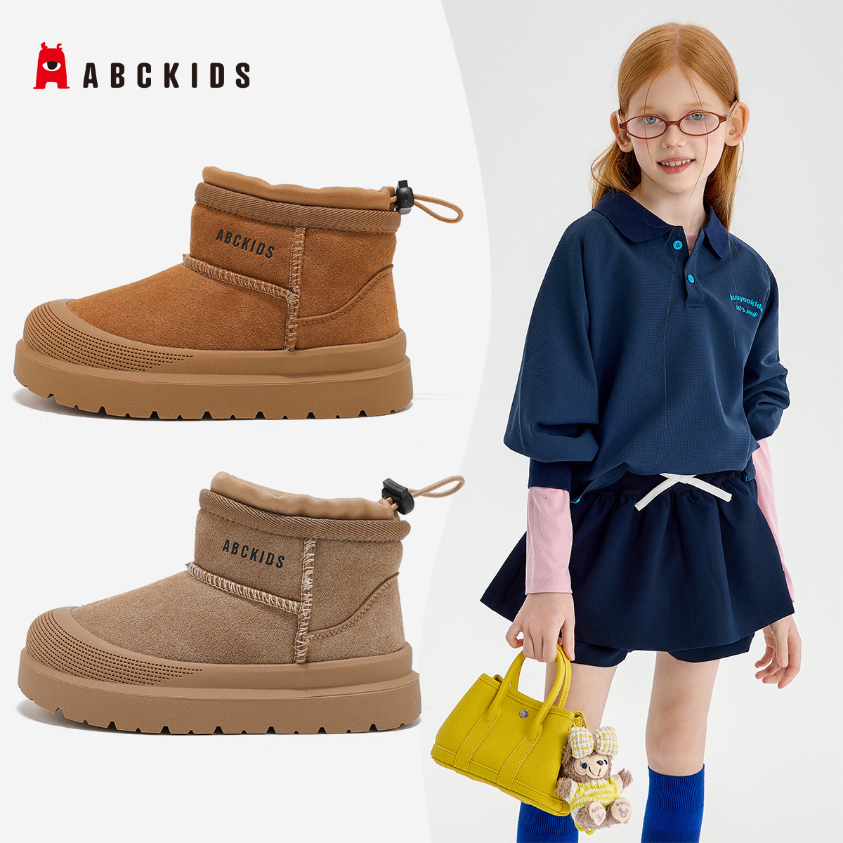 Abc Kids 2025 New Winter Kidsren's Snow Boots for Boys and Girls Thickeneded and Velvet Casual Cotton Shoes