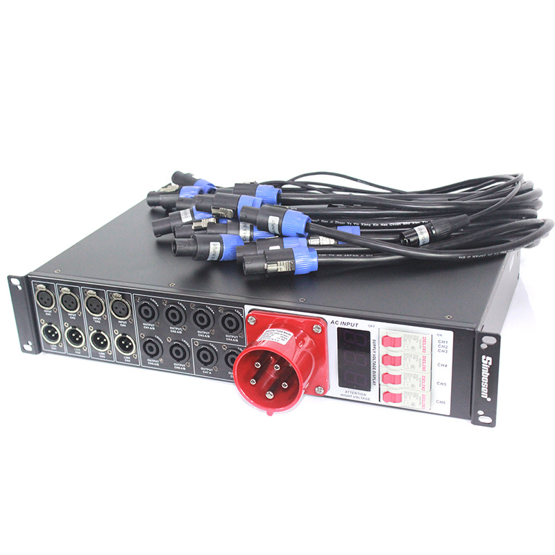 Distribuidor de energía de 4+8 etapas, caja de alimentación, unidad de distribución, equipo de distribución, caja de control de altavoces de arreglo lineal de 5 núcleos.