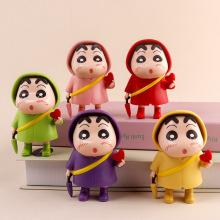 PVC实心雨衣小新野原新之助动漫公仔盲盒摆件玩具车载中控台模型