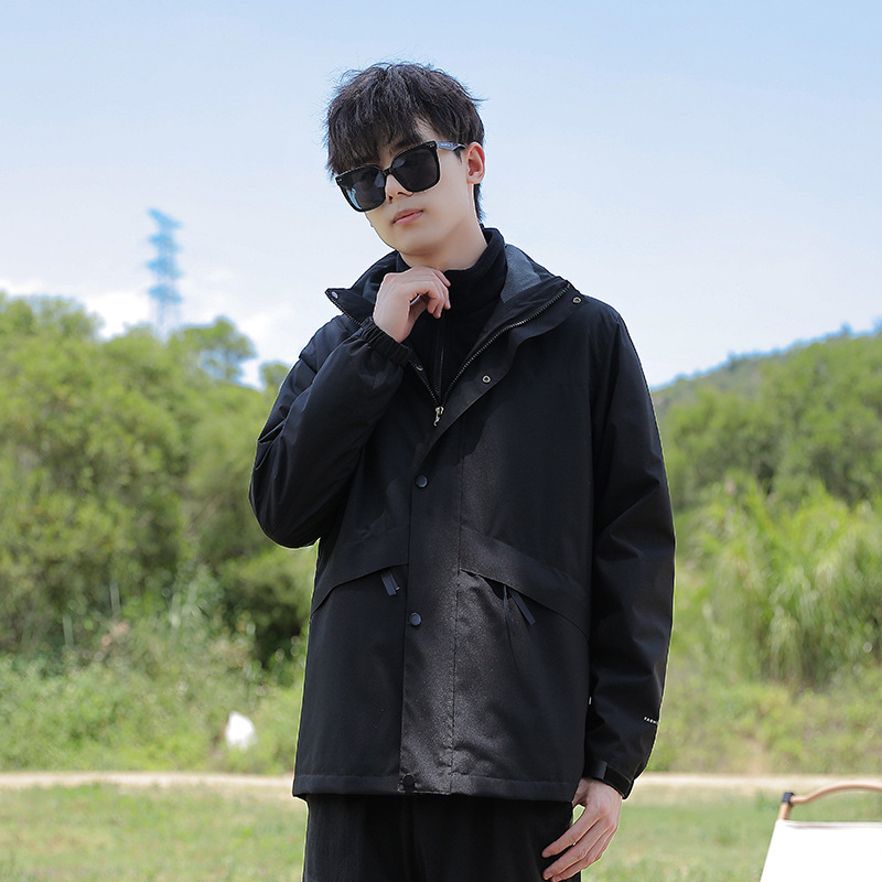 Chaqueta al aire libre para hombres y mujeres tres en uno desmontable de dos piezas impermeable y transpirable forrado de vellón engrosado traje de Montañismo senderismo