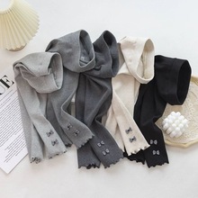 春秋女童装打底裤宝宝洋气儿童个性潮韩版坑条格子蝴蝶结外穿长裤