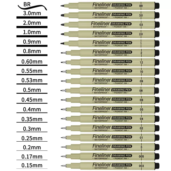 Cross-Border Popular Art Liner Pen for Drawing, Water-Resistant, Quick-Drying, Black Needle Tip Pen for Comics, Outlining, and Hand-Drawn Designs for Art Students