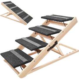 跨境宠物狗爬梯实木可调节斜坡狗狗楼梯木质无障碍阶梯式猫犬爬梯