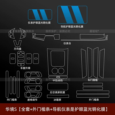 S Door Sill Stickers, Welcome Pedal | Car interior film - huajing-s-full-set-internal-and-external-sill-strips-navigation-instrument-is-eye-protecting-blue-light-tempered-film