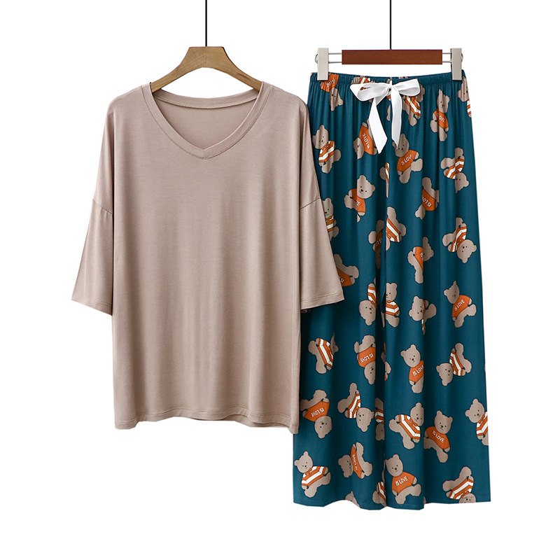 카키 + 블루 베어