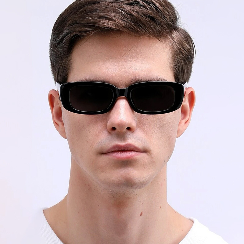 Gafas de sol rectangulares estilo ins, moda hip hop unisex, diseño fluorescente tipo Hong Kong, tendencia TikTok callejera
