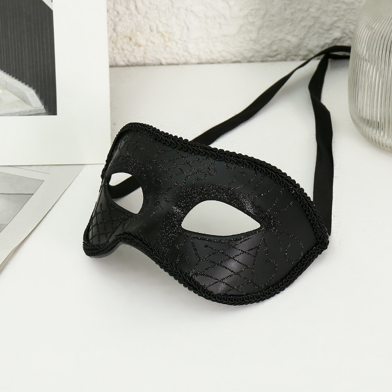 Accesorios de Halloween Ball Adultos Media cara máscara negra Blanca máscara de ojos gruesa para hombres y mujeres artículos de Navidad retro