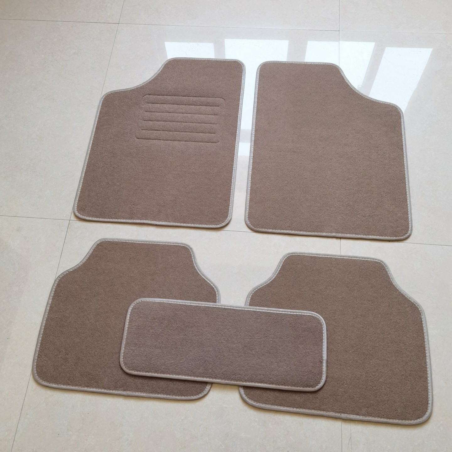 Universal Foot Pad | Universal Car Suede Anti-Slip - camel-flocking-universal-five-pieces