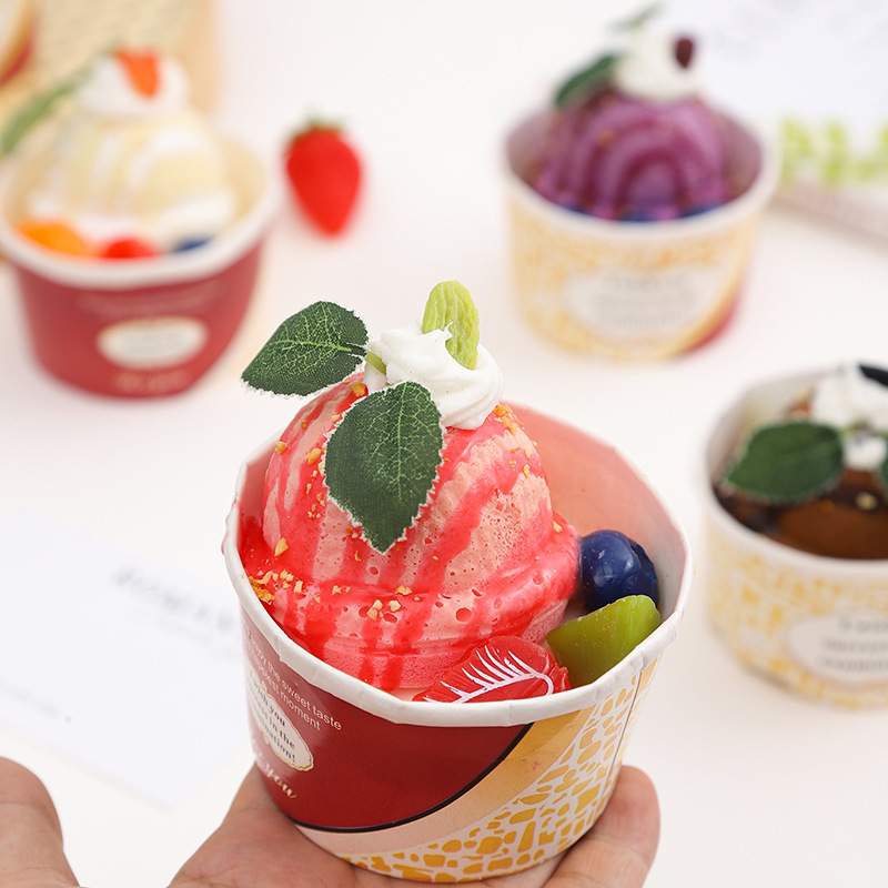 PU仿真冰淇淋球纸杯雪糕水果奶油冰激凌甜品哈根达斯模型道具|undefined