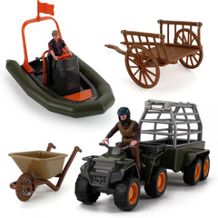 Children's outdoor jungle scene assemble simulated motorcycle and airship driver push cart model ornament toy