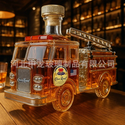 Набор для вина в стиле пожарной машины, популярные товары, стеклянная бутылка для вина напрямую от производителя